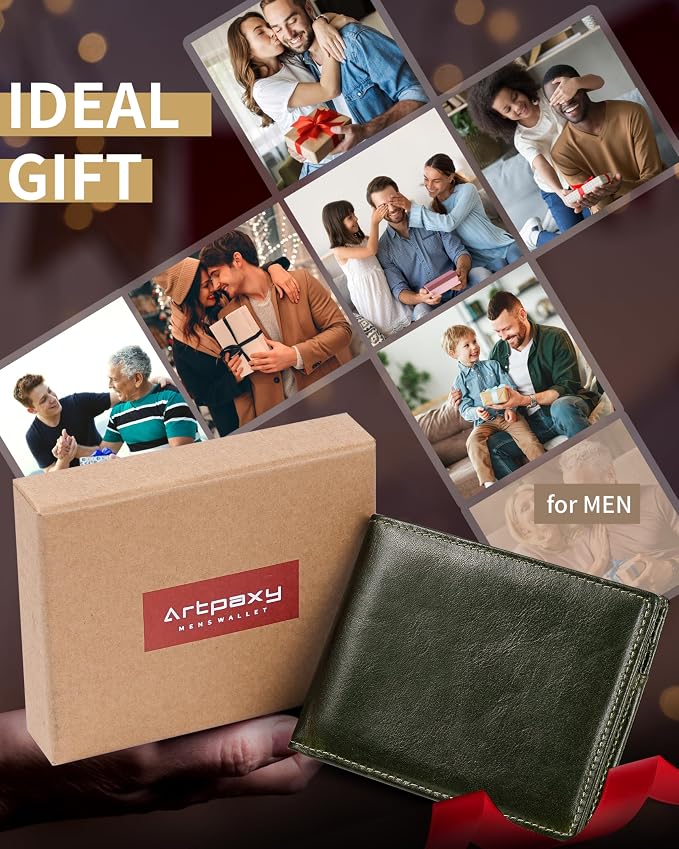Mens Wallet Bifold Genuine Leather RFID Blocking Wallet - Image 6
