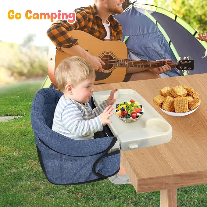 Hook On High Chair with Removable Dining Tray, Folding Portable Clip on Table - Image 8