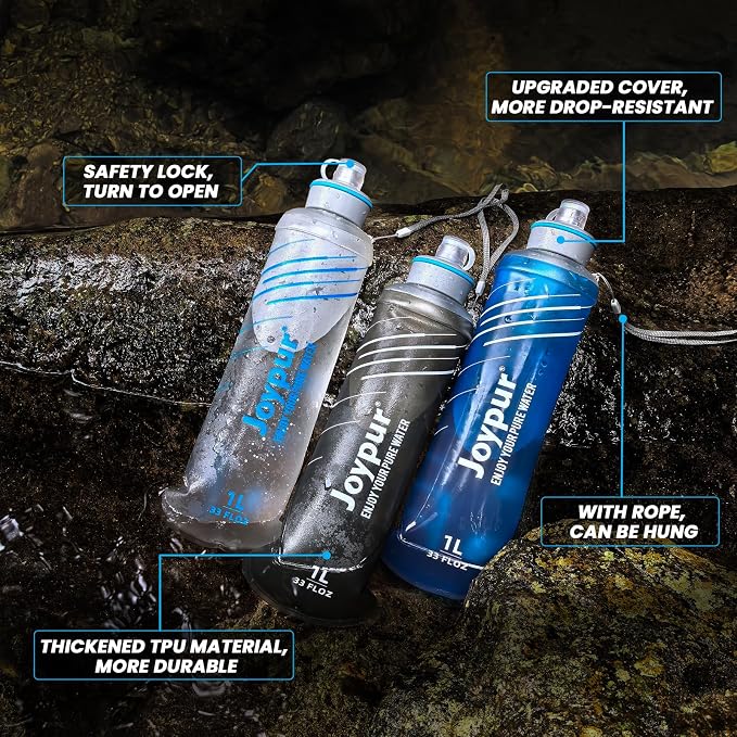 Collapsible Water Bottle with Filter - 1L Squeeze Water Filtered Bottle Camping - Image 7