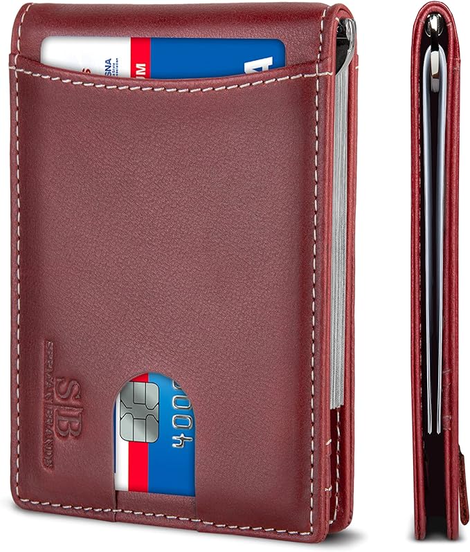 SERMAN BRANDS RFID Blocking Slim Bifold Genuine Leather Minimalist Front Pocket by SERMANBRANDS