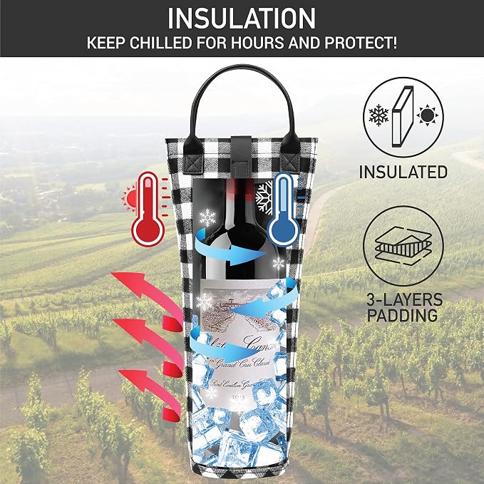 OPUX Wine Bag Single Bottle Carrier Tote, Insulated Travel Wine Cooler Bag - Image 2