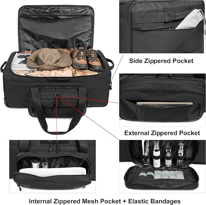 Mountain Land 120L Tactical Duffle Bag Rolling Duffle Bag - Image 8