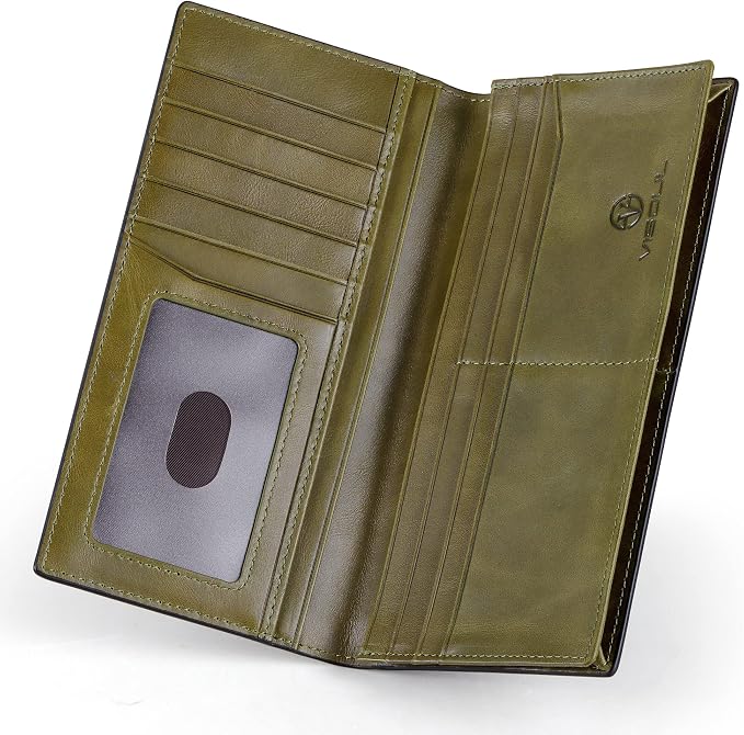 VISOUL Mens Checkbook Leather Wallets Long Bifold Wallets - Image 2
