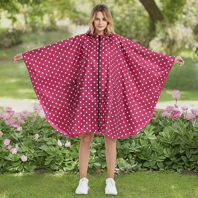 Rain Poncho Jacket Coat Hooded Zipper Style - Image 8