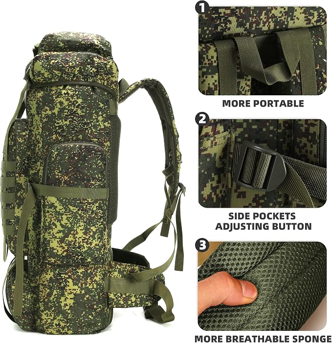 King'sGuard 70L Camping Hiking Backpack Tactical Backpack Military Molle - Image 4