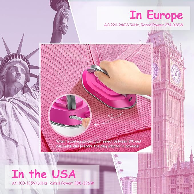 Newbealer Travel Iron with Dual Voltage - 120V/220V Lightweight Dry Iron - Image 3