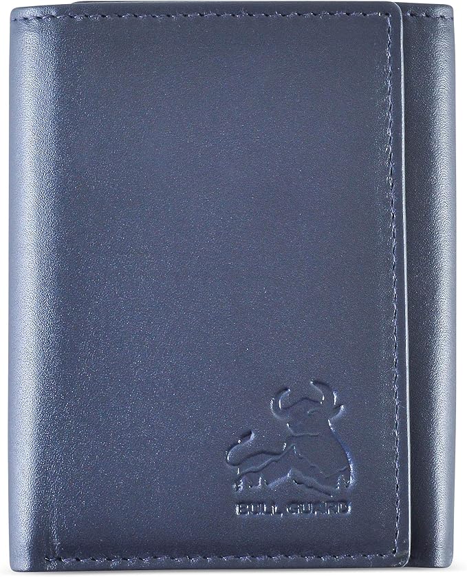Leather Wallet for Men with RFID Blocking in Mountain Sky Blue by BullGuard