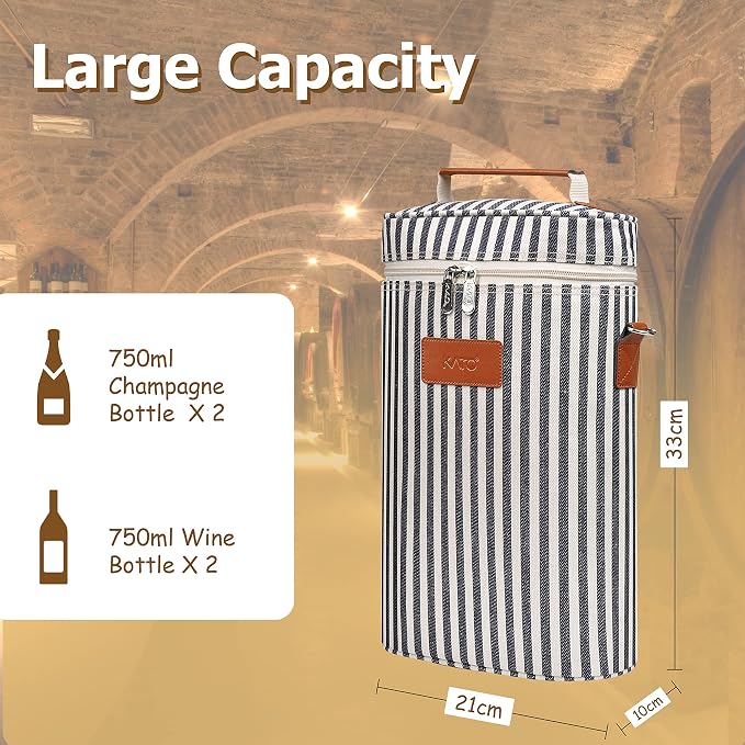 Tirrinia 2 Bottle Insulated Wine Tote Carrier - Image 7