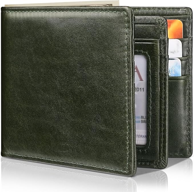 Mens Wallet Bifold Genuine Leather RFID Blocking Wallet by Artpaxy