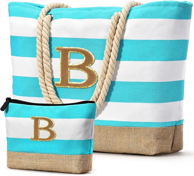 Becokan Beach Bag Initial Beach Tote by BecokanBeachBagSpecialist