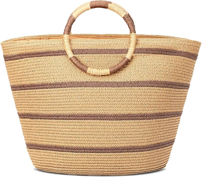 Beach Bags for Women Straw Tote Bag Summer Beach Bag Large Woven Straw Tote for by TOFUNTOY