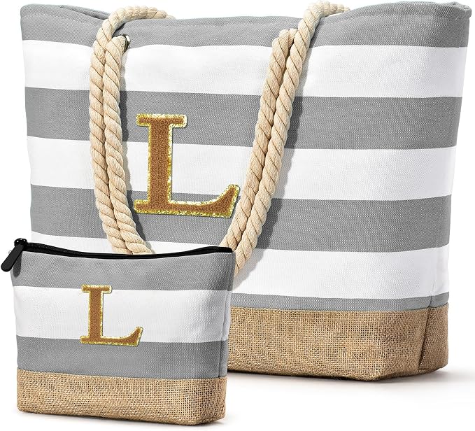 Becokan Beach Bag Initial Beach Tote by BecokanBeachBagSpecialist