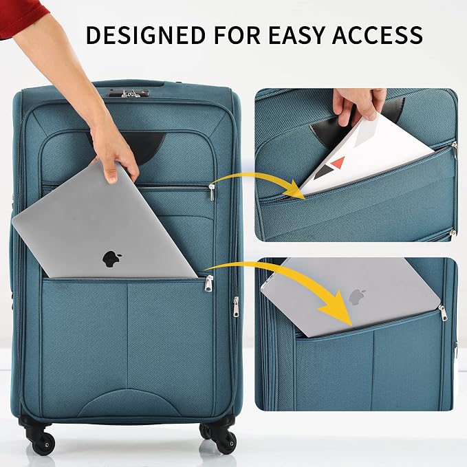 Merax Softside Luggage Set Softshell Lightweight 3 Piece Spinner Suitcase 22" - Image 8