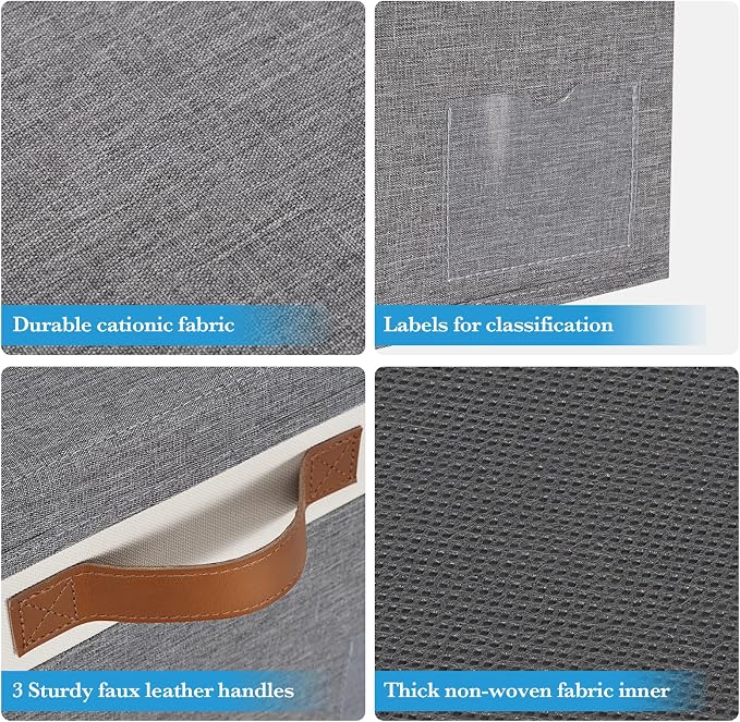 Extra Large Storage Bins with Lids, Foldable Fabric Storage Baskets with Lids - Image 3