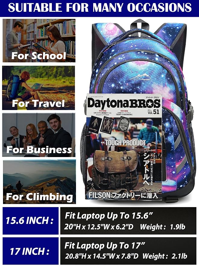 ProEtrade Backpack Bookbag for College Laptop Travel, Fit Laptop Up to 15.6 inch - Image 6