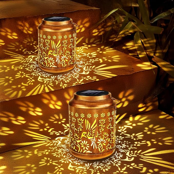 Brizled Hummingbird Solar Lanterns, 2 Pack Outdoor Lanterns Christmas Birthday by Brizled