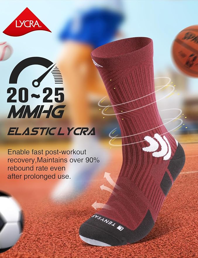 Men's Compression Running Socks: Coolmax Athletic Crew Socks Moisture Wicking - Image 3