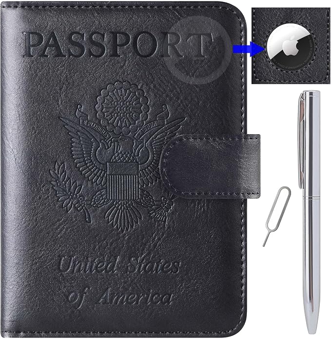 Airtag Passport Holder Cover Wallet Travel Essentials Leather RFID Blocking by LOHASLIFE