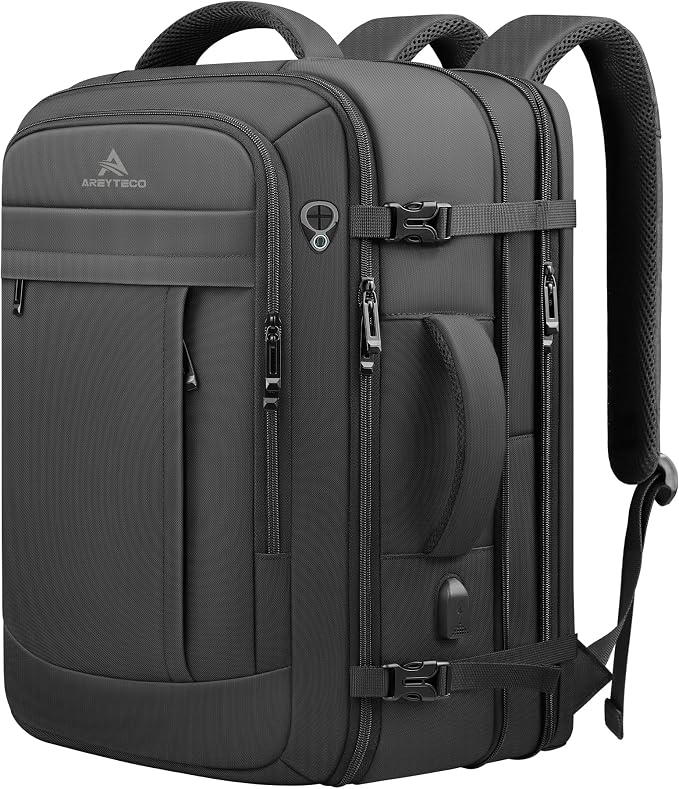 Travel Backpack, 50L Expandable Extra Large Laptop Backpack, Carry On Backpack by AREYTECO