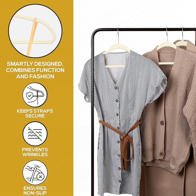 Premium Ivory Velvet Hangers 30 Pack – Space Saving Felt Hanger, Non Slip - Image 4