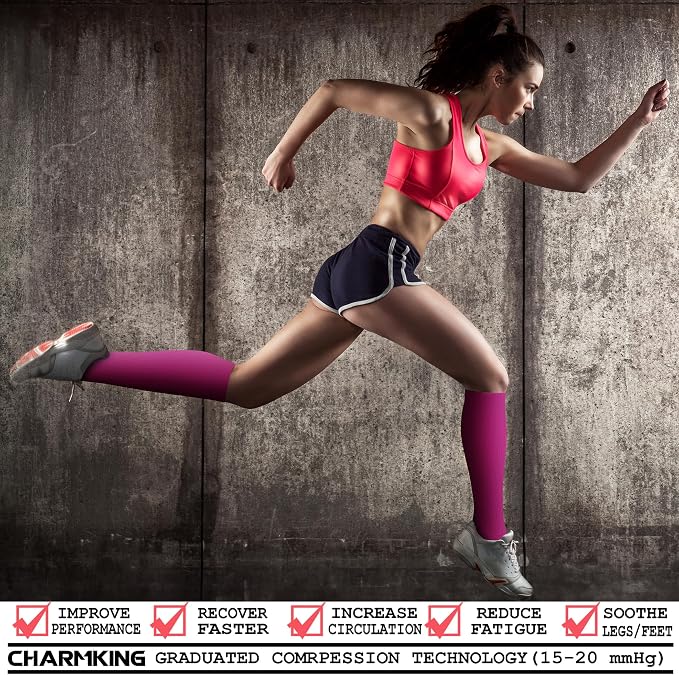 CHARMKING Compression Socks for Women & Men Circulation 15-20 mmHg is Best - Image 2