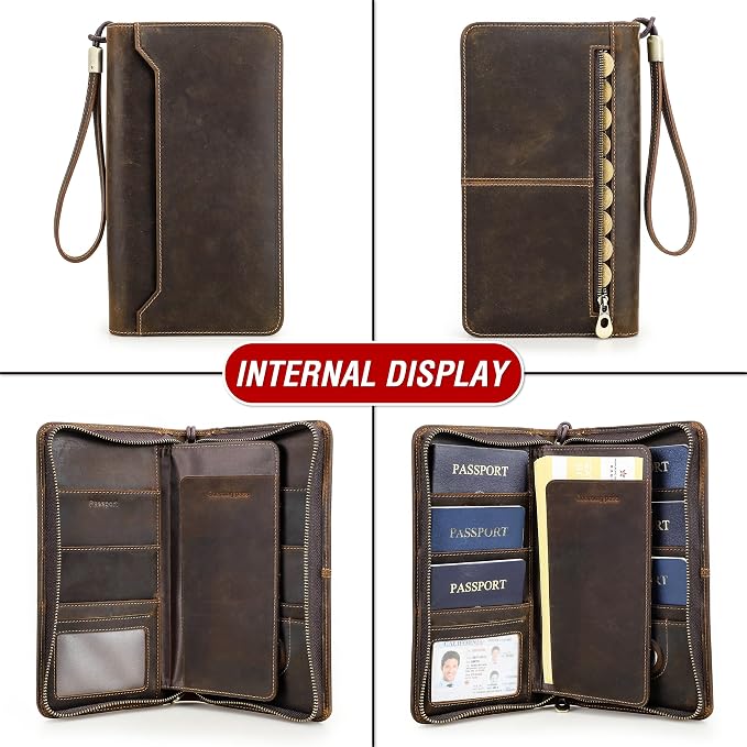 Top Grain Leather Travel Passport Wallet Organizer Case - Image 7