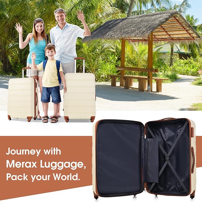 Merax Luggage sets of 3 Piece 20 24 IN Carry on Luggage Hard Case White and - Image 4