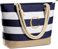 YOOLIFE Initial Canvas Waterproof Beach Tote Bag Zipper Personalized Gifts by YOOLIFE
