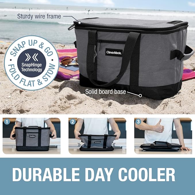 CleverMade Collapsible Insulated Cooler Bag – Leakproof Soft Folding Cooler - Image 5