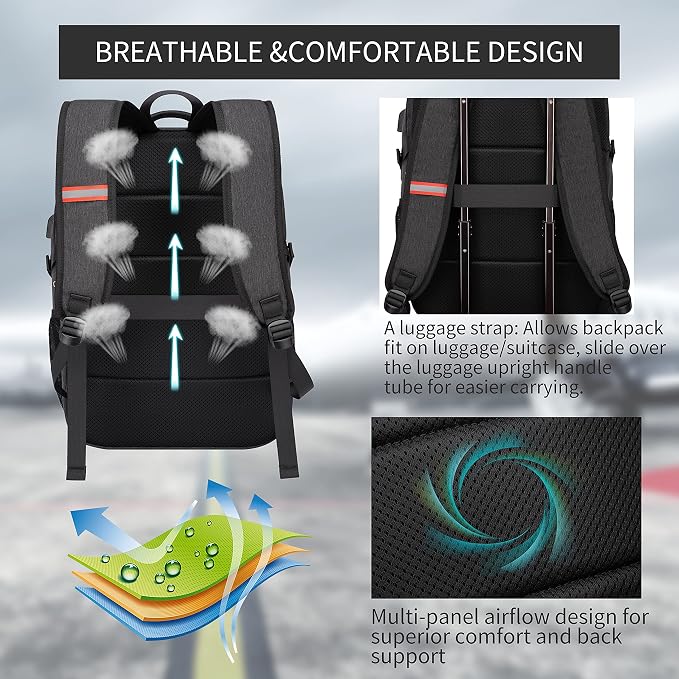 Backpack, 17.3in Durable Travel Laptop Backpack, College Backpack, RFID Anti - Image 5