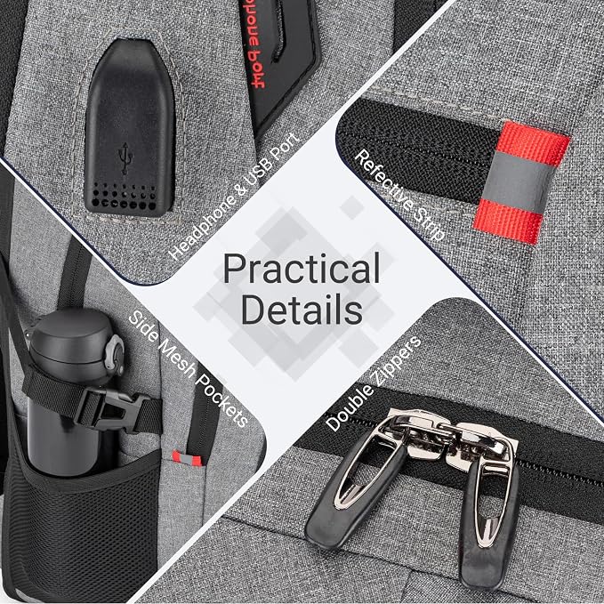 40L Expandable Laptop Backpack, Anti-thief Travel Backpack - Image 5
