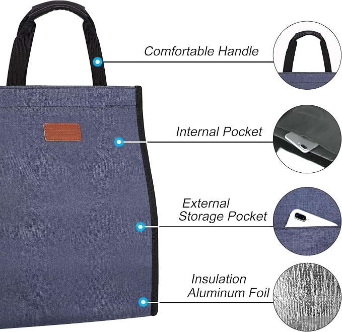 Lunch Bags for Women Insulated Reusable Lunch Tote - Image 3