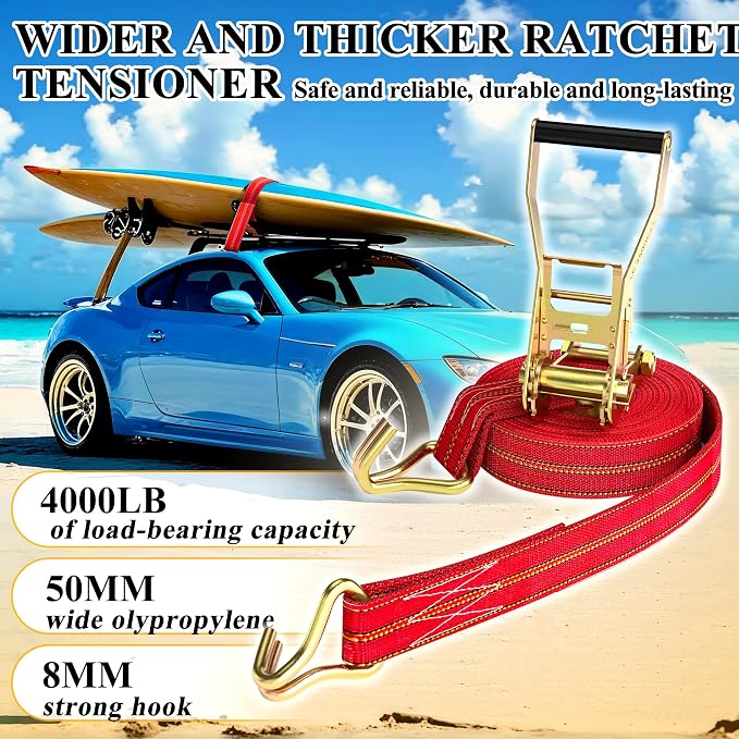 4Pack Heavy Duty Ratchet Straps, 2” 32Ft Ratchet Tie Down Strap, Tie Down - Image 5