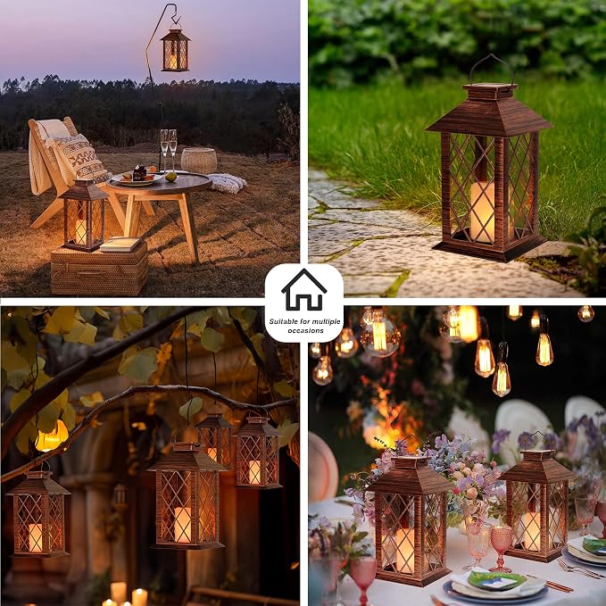 Solar Lanterns Outdoor, Waterproof Garden Hanging Lanterns, Vintage Lantern - Image 7