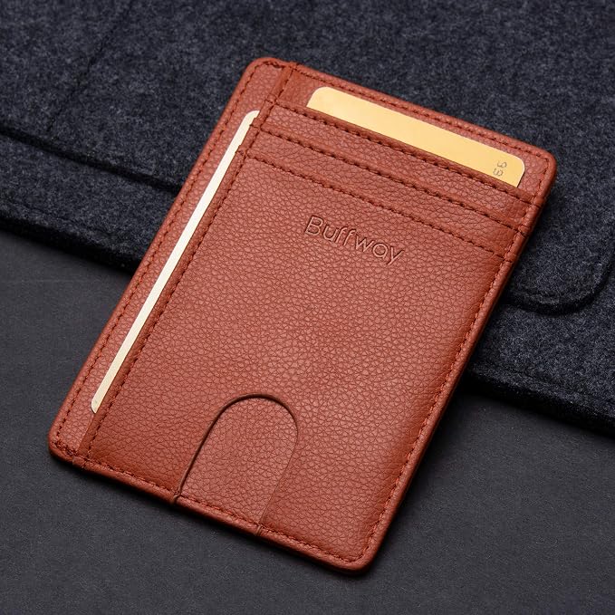 Buffway Slim Minimalist Front Pocket RFID Blocking Leather Wallets - Image 4