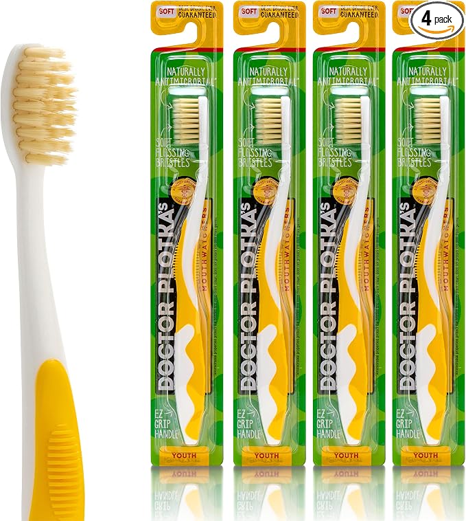 MOUTHWATCHERS Soft Childrens Flossing Manual Toothbrush, Value Pack of 4 by Mouthwatchers