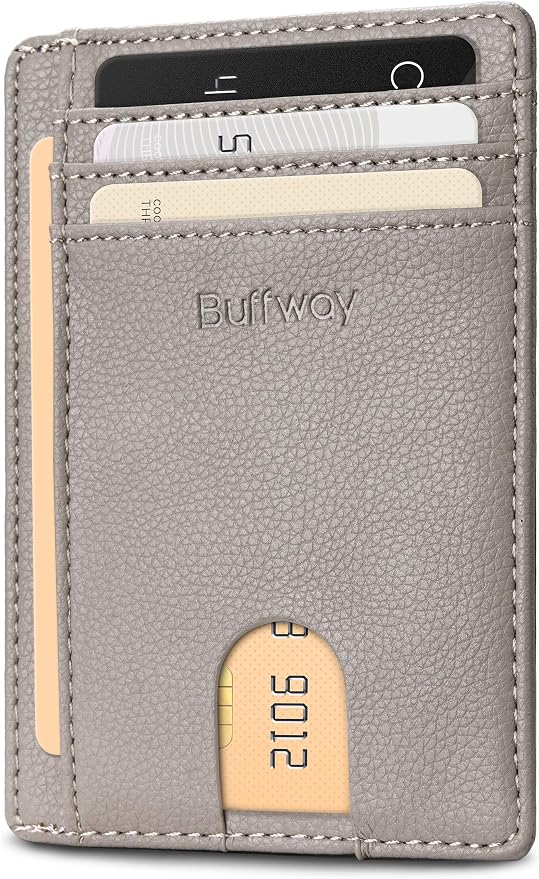 Buffway Slim Minimalist Front Pocket RFID Blocking Leather Wallets by Buffway