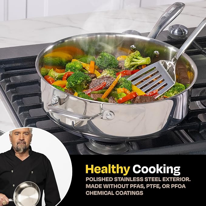 Guy Fieri's Flavortown 5 Qt. Stainless Steel Sautepan - Image 3