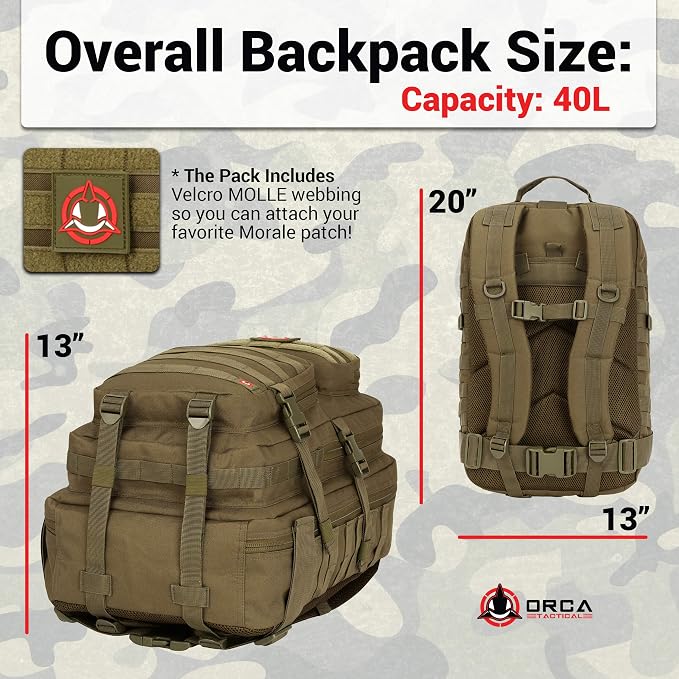 Backpack 40L Large Military 1 to 3 Day Molle Assault Pack Rucksack Army Bag - Image 4