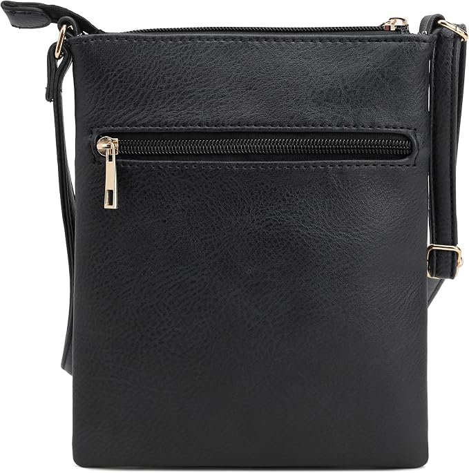 DELUXITY Crossbody Purse Bag Shoulder Bag Multi Pocket Zipper Purse | Black - Image 2