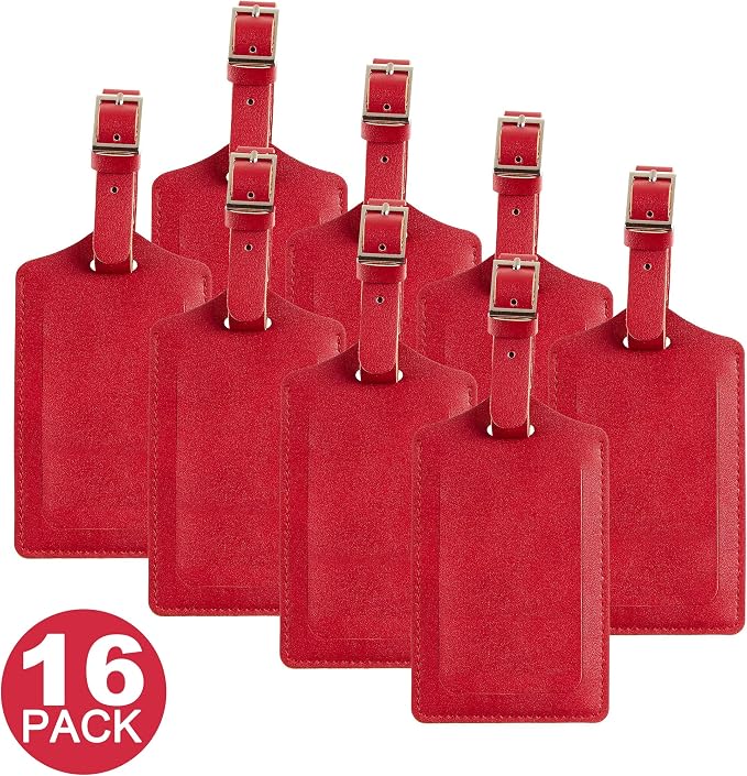 8 Pack Leather Luggage Travel Bag Tags by Travelambo by Travelambo