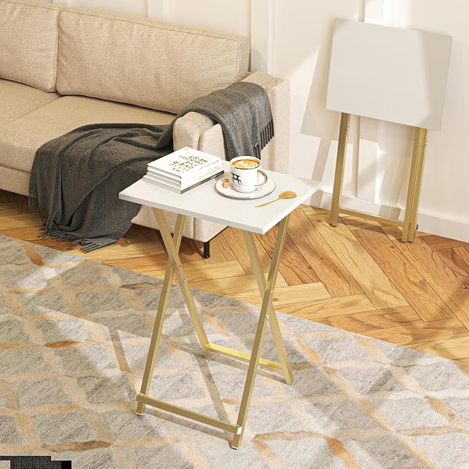 Foldable TV Trays, Small Folding Table, TV Trays Set of 2, TV Dinner Tray - Image 4