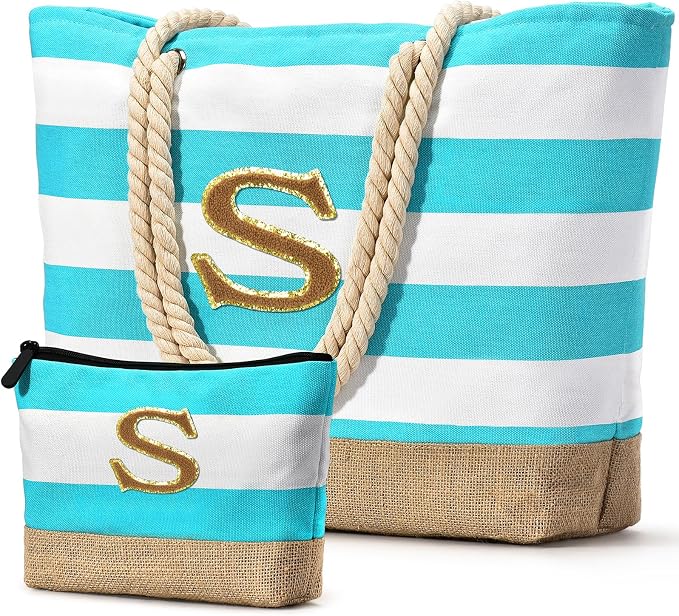 Becokan Beach Bag Initial Beach Tote by BecokanBeachBagSpecialist