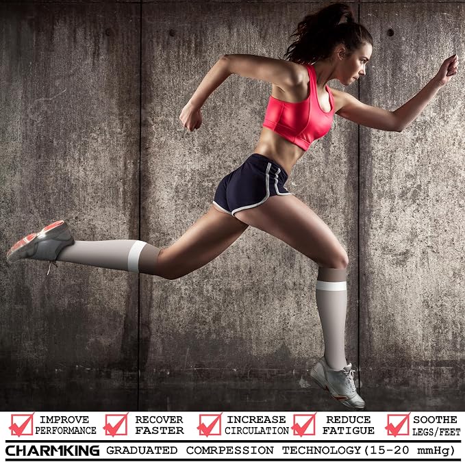 CHARMKING Compression Socks for Women & Men Circulation 15-20 mmHg is Best - Image 2