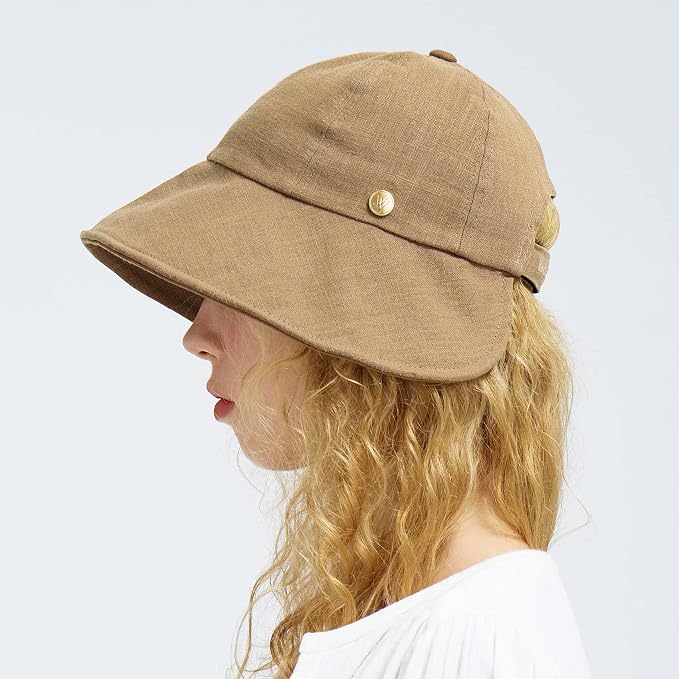 Linen Victorian Bonnet Hat Sun Cap, Foldable Summer Visor | New Katy - Image 8