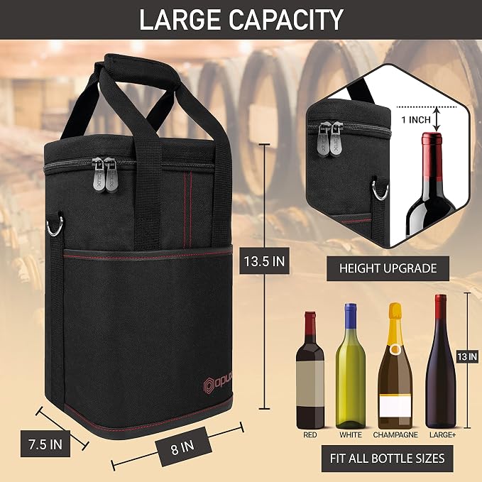 Opux 4 Bottle Insulated Wine Cooler Bag - Image 3