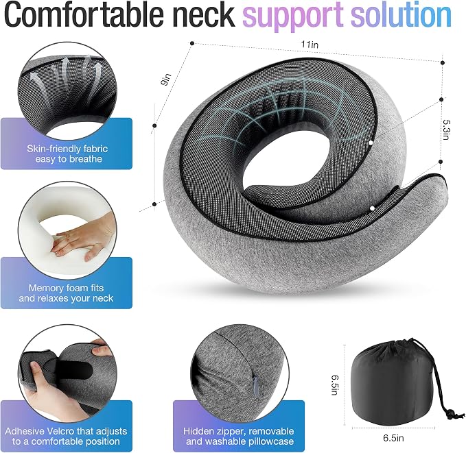 Travel Pillows for Airplanes, Neck Pillow for Traveling Using Memory Foam - Image 2
