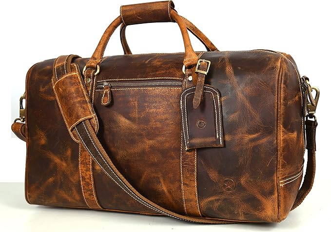 Leather Duffel Bag for Men & Women Travel, Gym Bag by AARONLEATHERGOODS%C2%AE