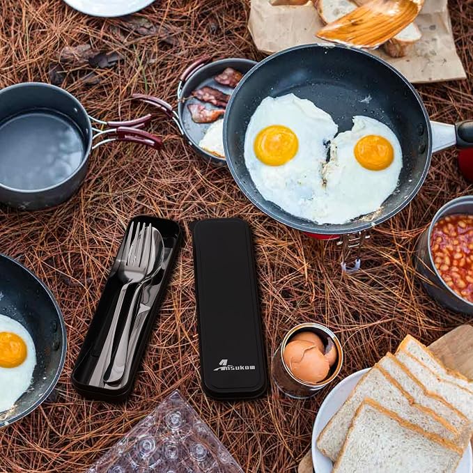 4 Picec Travel Utensils Camping utensils Travel Silverware Set - Image 6