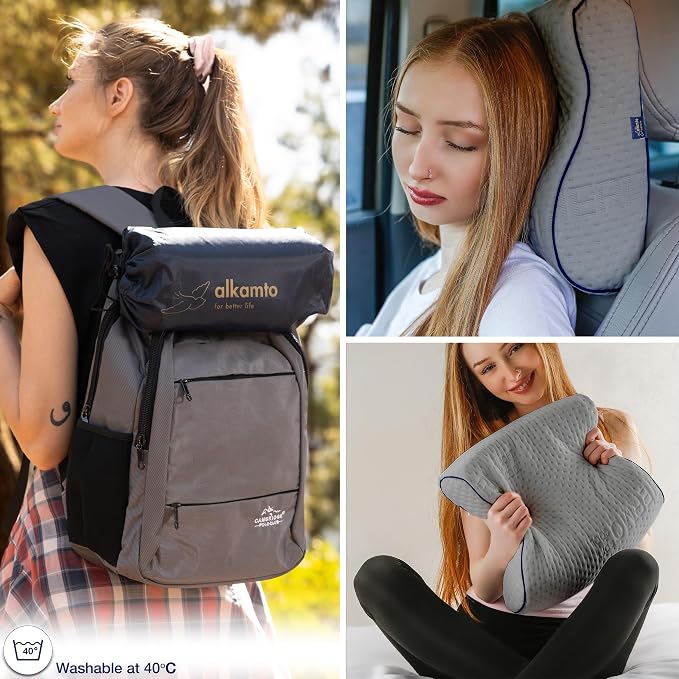 Travel & Camping Comfortable Memory Foam Pillow – Easy to Carry Portable Bag – - Image 3